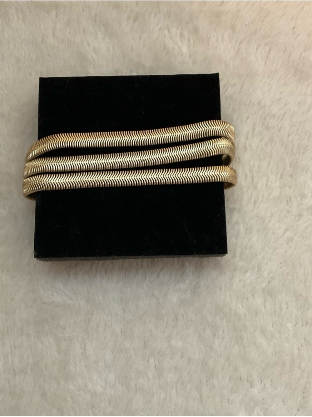 Gold Multi-Strand Herringbone Bracelet - Polished Gold Finish